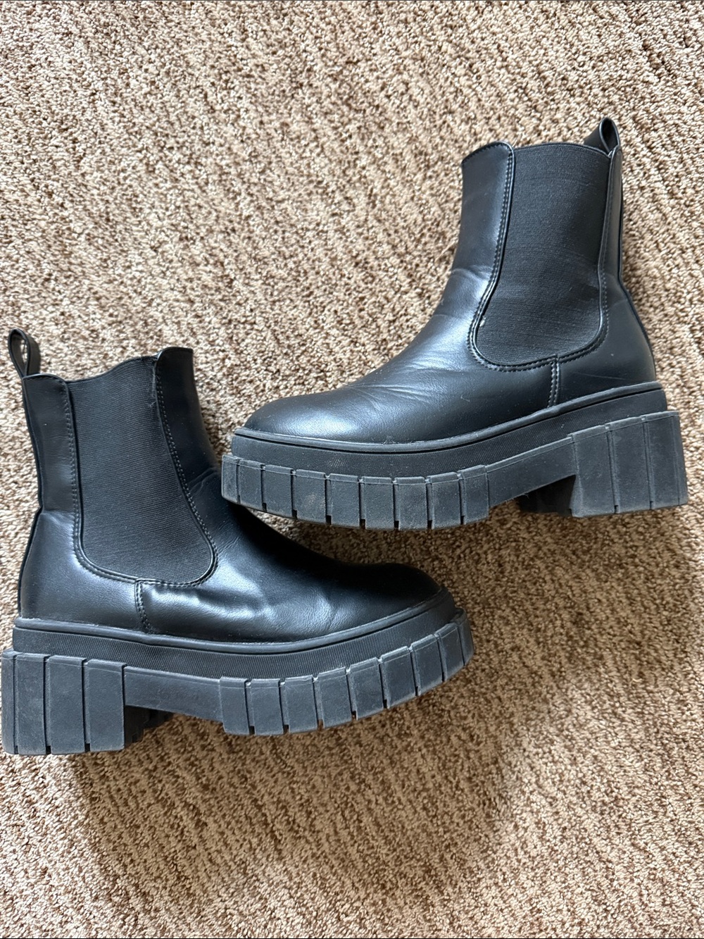 Black Chunky Sole Ankle Boots - Picture 2 of 8